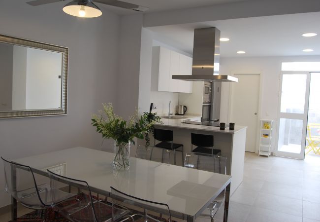 Dining area with open kitchen